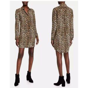 Equipment Silk Cheetah Printed Shirt Dress